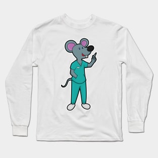 Mouse as Nurse at Vaccination with Syringe Long Sleeve T-Shirt